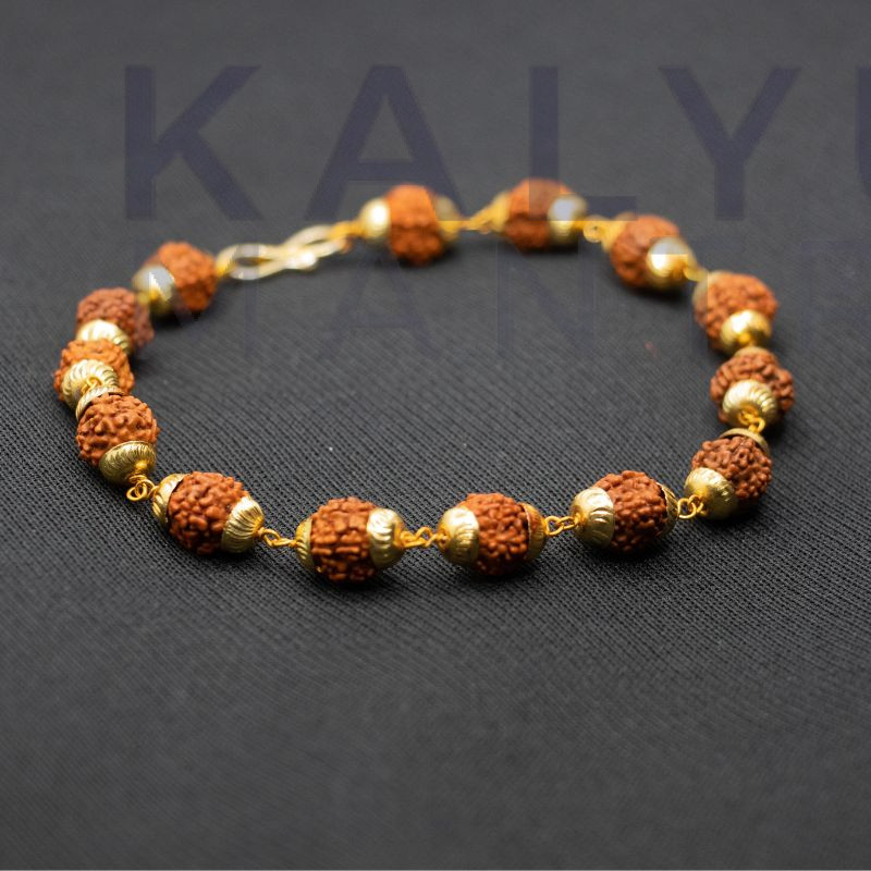 Gold Plated Rudraksha Bracelet For Men