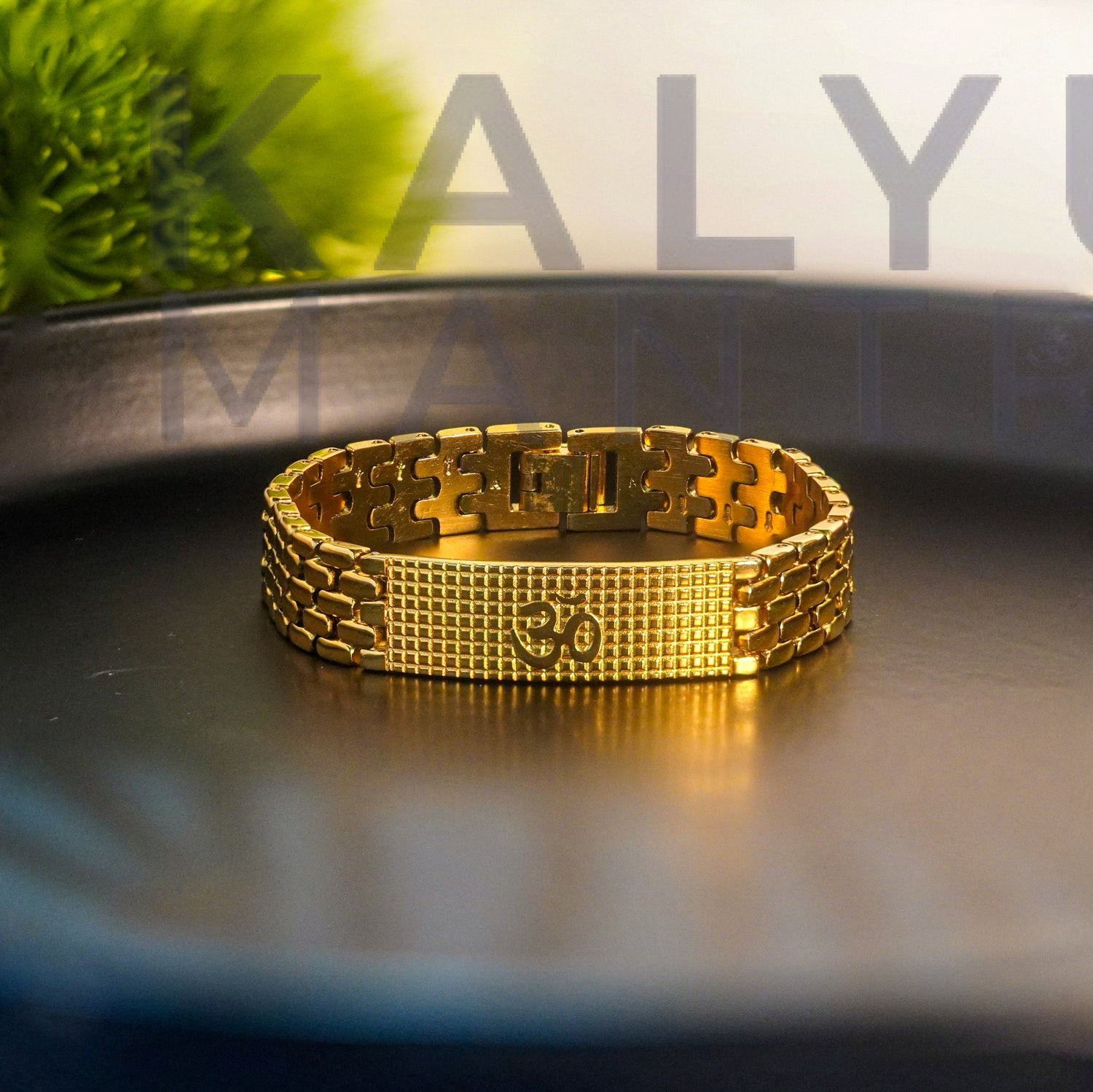 Gold Plated Sacred Grid Om Bracelet