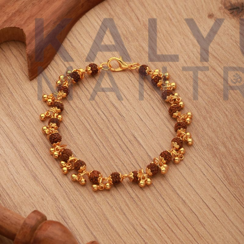 Gold Plated Elemental Rudraksha Bracelet For Women